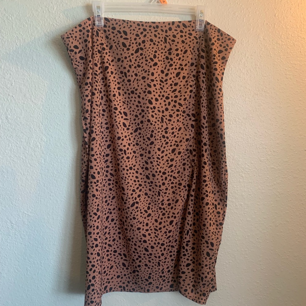 SHEIN Brown and Black Polka Dot Midi Skirt